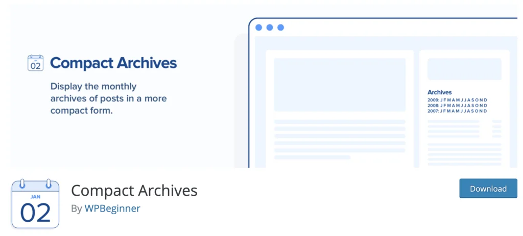 Compact Archives sidebar plugins for WordPress